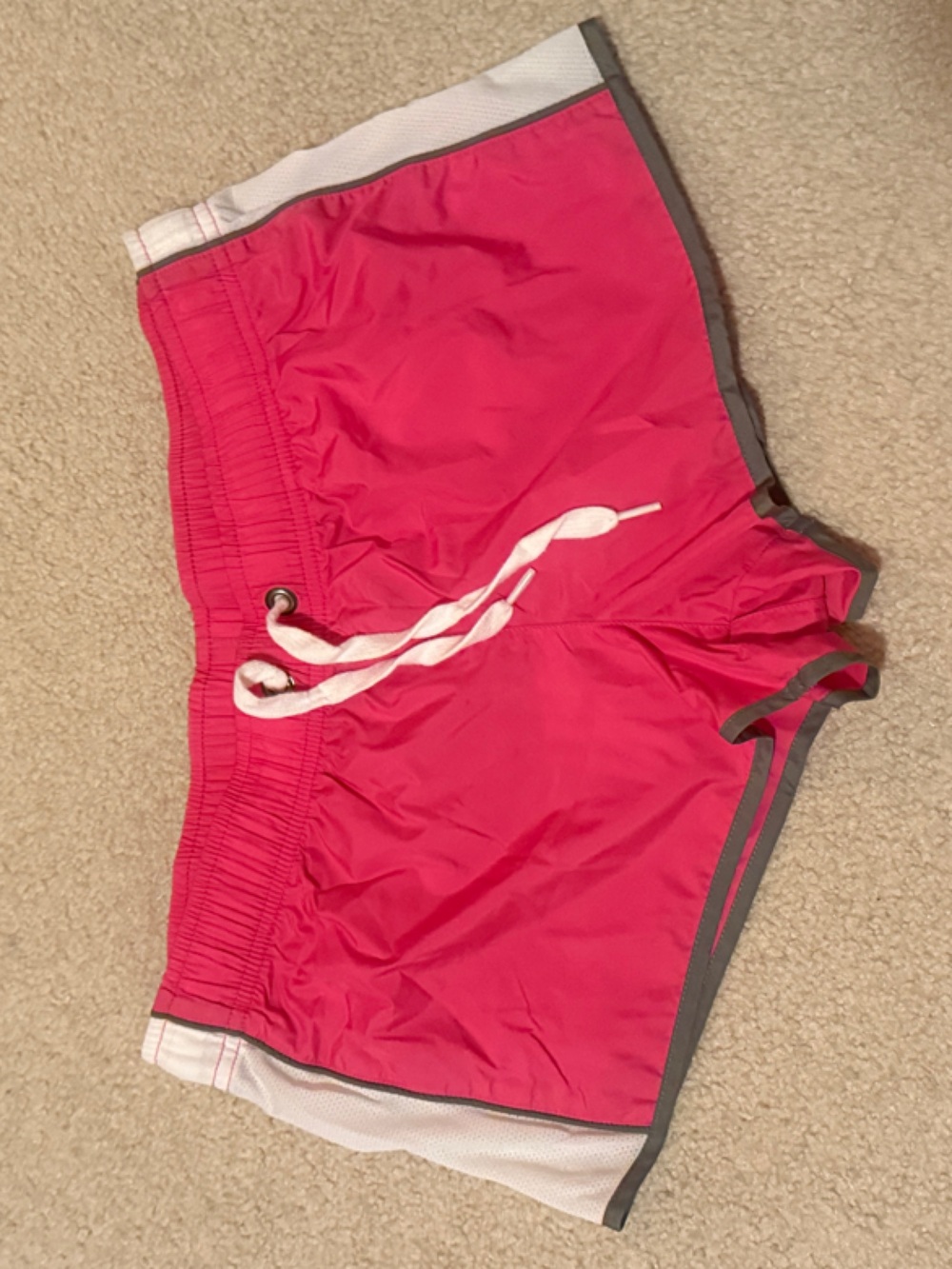 PINK Victoria's Secret Hot Pink Athletic Drawstring Shorts with White Panels